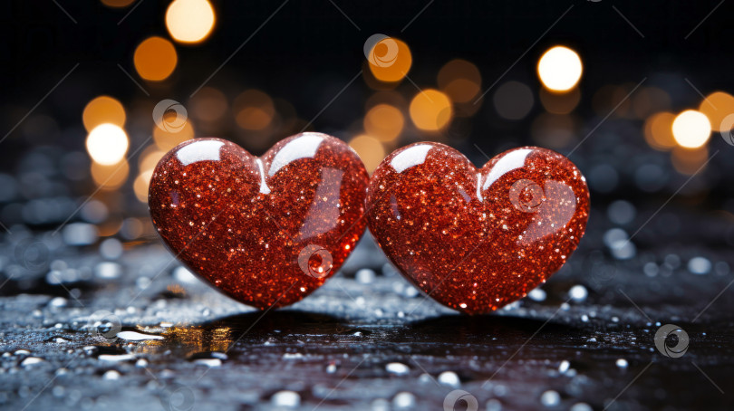 Скачать Два красных сердца как символ любви. Фон на день святого Валентина фотосток Ozero