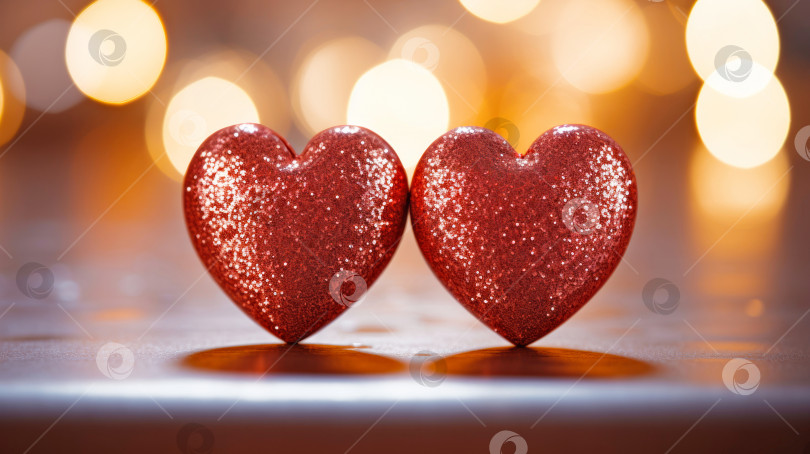 Скачать Два красных сердца как символ любви фотосток Ozero
