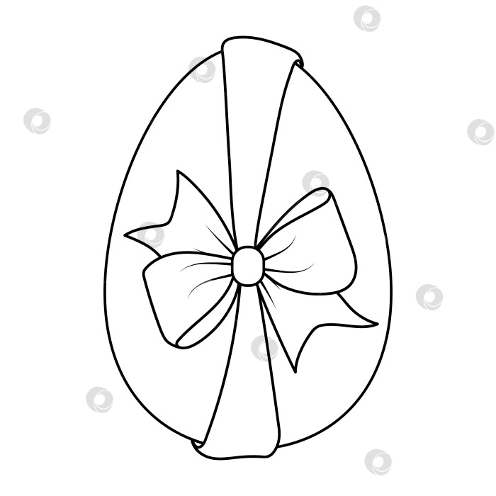 Скачать Пасхальное яйцо, перевязанное лентой. Контурный пасхальный рисунок.Раскрашивание яиц фотосток Ozero