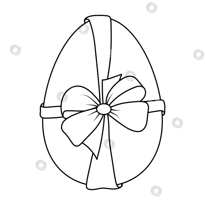 Скачать Пасхальное яйцо, перевязанное лентой. Контурный пасхальный рисунок.Раскрашивание яиц фотосток Ozero