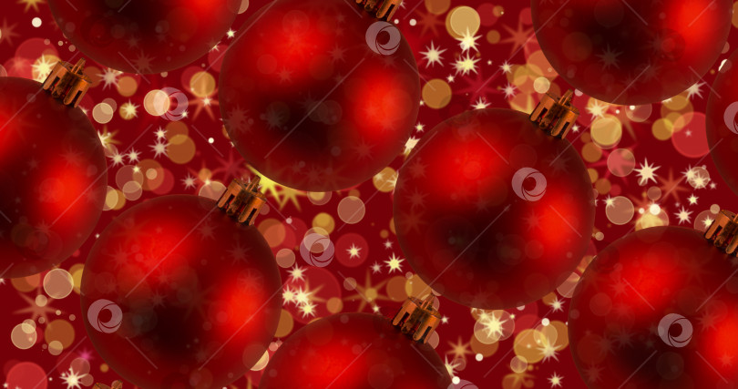 Скачать Рождественский красный фон с красивыми рождественскими шарами фотосток Ozero