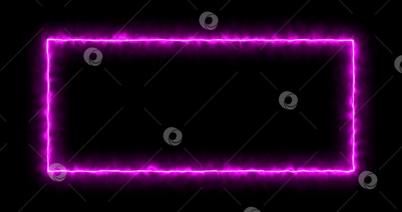 Скачать Прямоугольник, рамка из энергии, неон, дым. фиолетовый, сиреневый прямоугольник на черном фоне. 3d-изображение Постепенно появился неоновый энергетический квадрат и постоянное мерцание в прямоугольнике фотосток Ozero