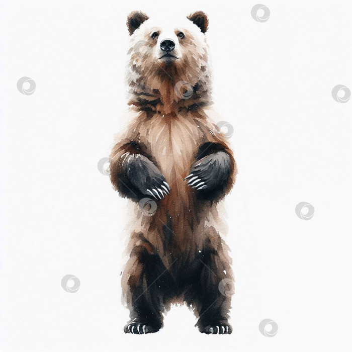 Скачать Рисунок медведя нарисованный акварелью. фотосток Ozero