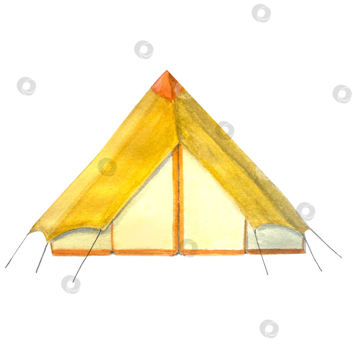 Скачать Акварельная желтая палатка в стиле ретро, раскрашенная вручную иллюстрация фотосток Ozero