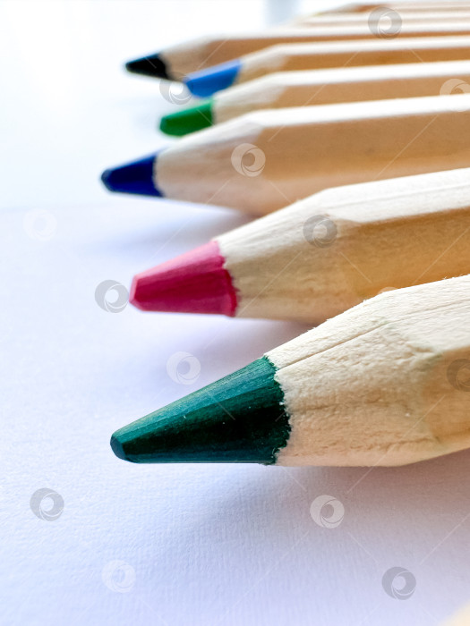Скачать Деревянные разноцветные обычные карандаши, выделенные на белом фоне фотосток Ozero