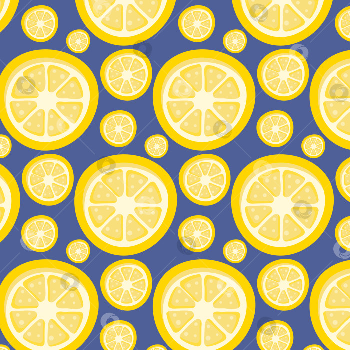 Скачать Бесшовный узор с лимонами на синем фоне фотосток Ozero