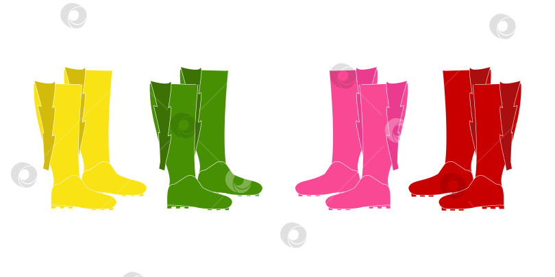 Скачать Женские цветные высокие сапоги на низком каблуке фотосток Ozero