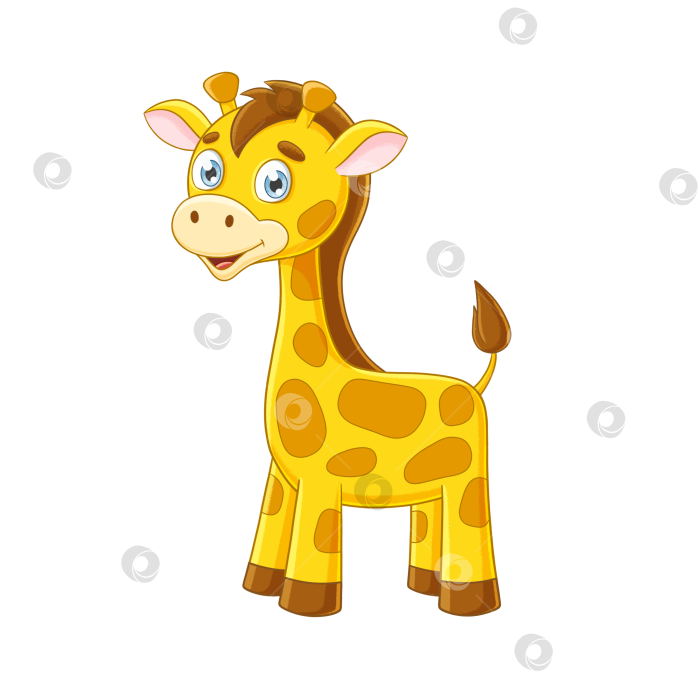 Скачать Милый мультяшный жираф. Красочная детская иллюстрация. фотосток Ozero