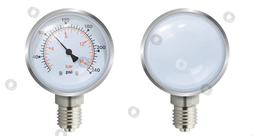 Скачать Векторная иллюстрация манометра, изолированная на белом фоне фотосток Ozero