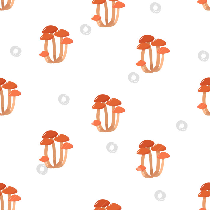 Скачать Бесшовный узор из опят, фоновая векторная иллюстрация осенних грибов опят. фотосток Ozero
