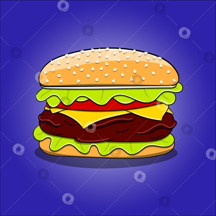Скачать Гамбургер на синем фоне фотосток Ozero