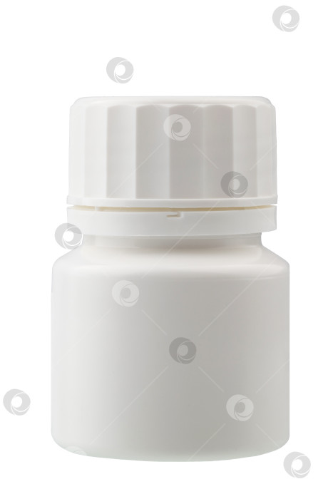 Скачать белый пластиковый контейнер с крышкой для таблеток и лекарств, изолированный фотосток Ozero