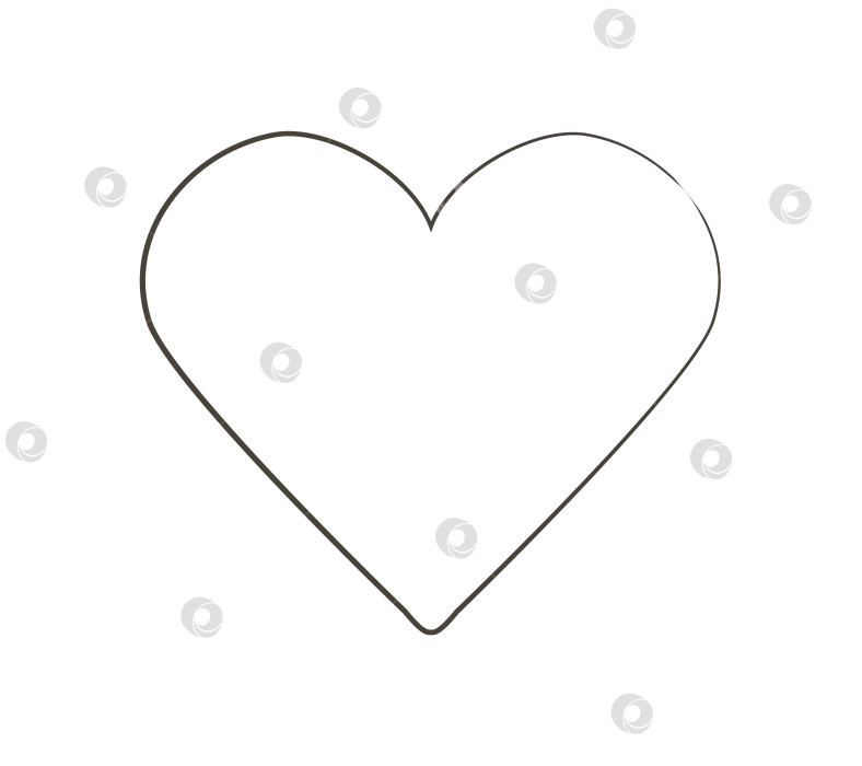 Скачать Контурное изображение сердца. Нарисованный карандашом символ любви. Простое изображение в форме сердца. Купидон, страсть, лайк. Одна линия. Набросок. фотосток Ozero