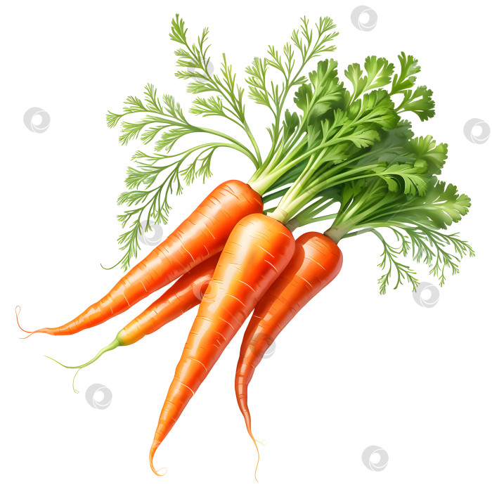 Скачать реалистичный рисунок изолированной моркови на белом фоне фотосток Ozero