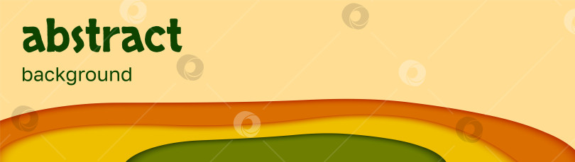 Скачать Горизонтальный фон вырезан из бумаги. Векторный абстрактный баннер с фигурами желтого, оранжевого, зеленого цветов. фотосток Ozero
