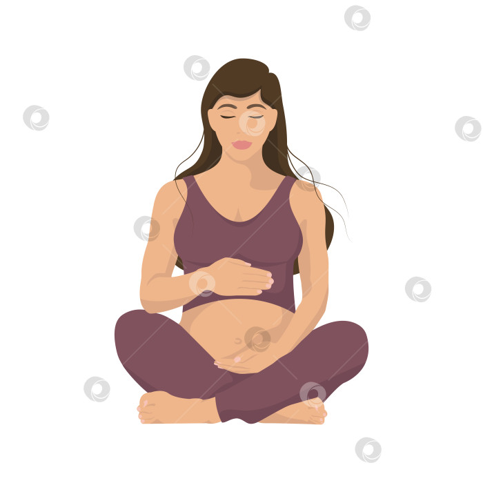 Скачать Беременная женщина медитирует в позе лотоса фотосток Ozero