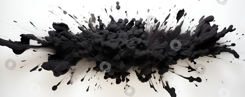 Скачать Взрыв черной краски на белом фоне фотосток Ozero