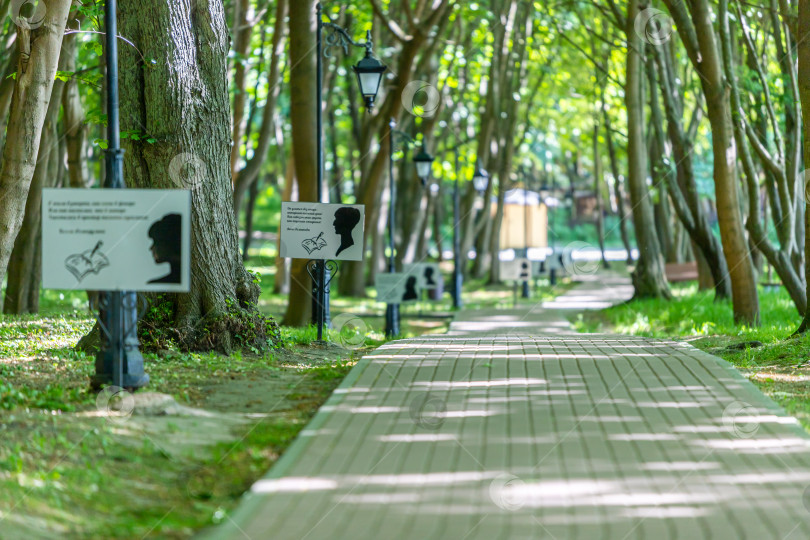 Скачать Литературная тропа в парке Беккера, Янтарный, Калининградская область фотосток Ozero