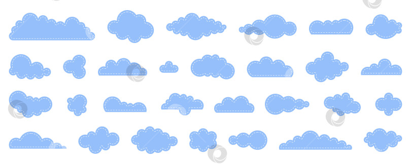 Скачать Набор мультяшных облаков в плоском дизайне фотосток Ozero
