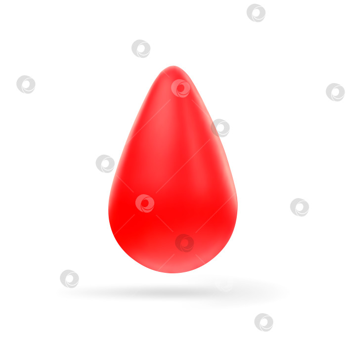 Скачать 3D Мультяшная Красная капля крови. Элемент дизайна для концепций медицины, Всемирный день донора. Векторная иллюстрация 3D рендера. фотосток Ozero