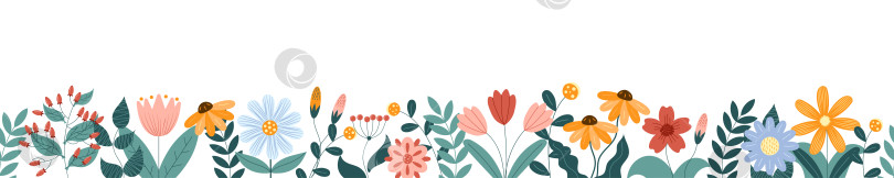 Скачать Горизонтальный бесшовный баннер на весеннем цветочном фоне фотосток Ozero