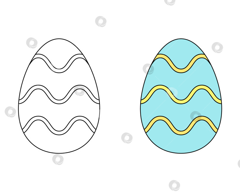 Скачать Набор из двух пасхальных яиц. Цветные черно-белые пасхальные яйца. Книжка-раскраска. Контурный рисунок фотосток Ozero