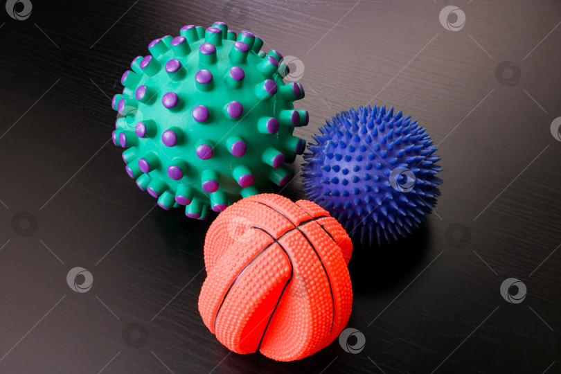 Скачать Три разных мяча для игры с собаками крупным планом фотосток Ozero