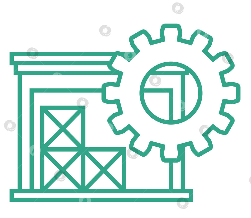 Скачать Выделите небольшой значок склада с выделенным оборудованием на белом фоне. Часть цепочки поставок. Ящики. фотосток Ozero