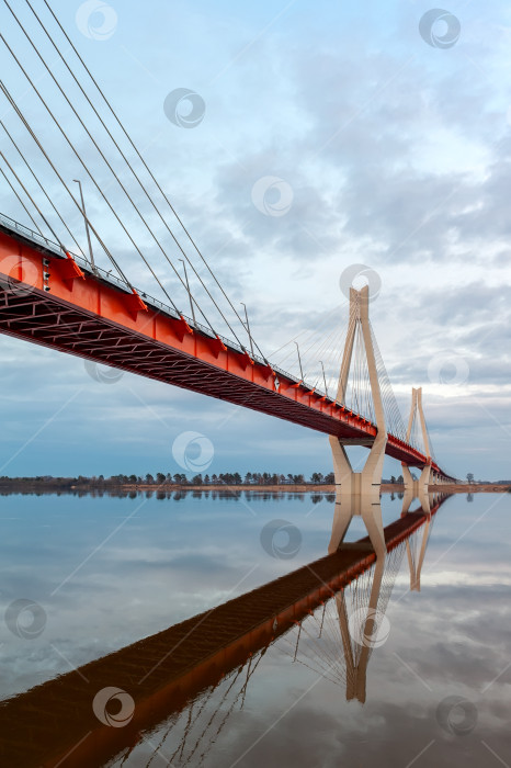 Скачать Вантовый мост на закате на фоне прекрасного неба. Мур. Россия. фотосток Ozero