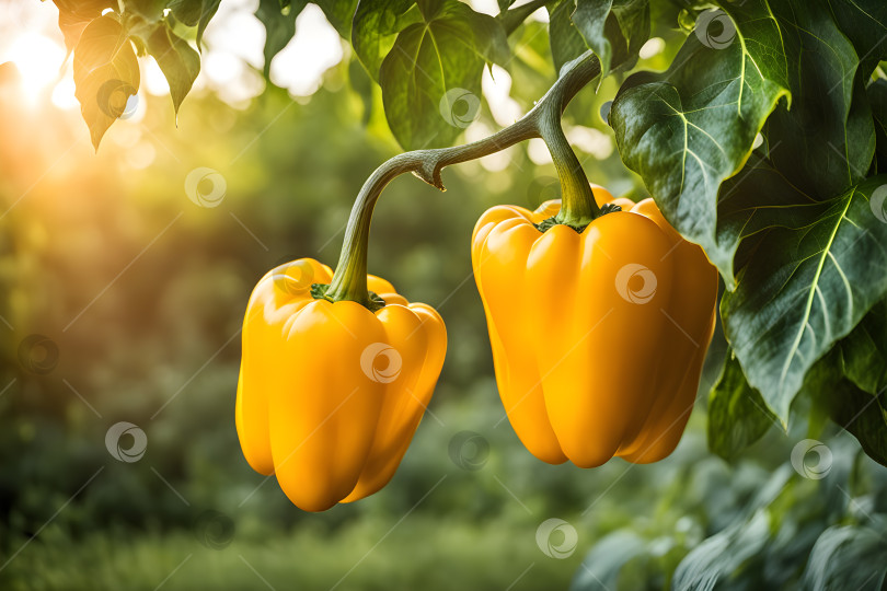 Скачать сбор урожая желтого болгарского перца в саду фотосток Ozero
