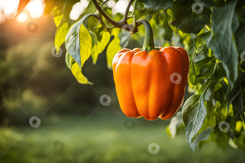 Скачать урожай апельсинового болгарского перца в саду фотосток Ozero