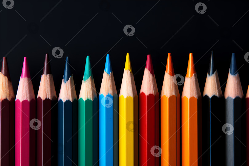 Скачать Цветные карандаши на черном матовом фоне фотосток Ozero
