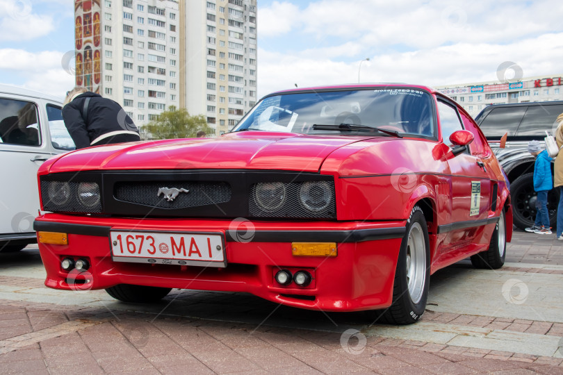 Скачать Беларусь, Минск - 16 мая 2023 года: Красный Ford Mustang фотосток Ozero