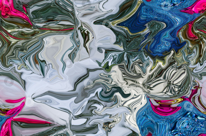 Скачать Абстрактный бесшовный зигзагообразный фон с волнами в голубых, розовых, белых и серых тонах. Художественная обработка изображения, созданная с помощью фотографии елочной игрушки. Красивый многоцветный узор для любого дизайна. фотосток Ozero
