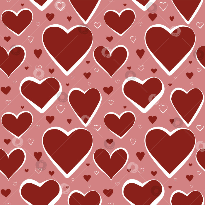 Скачать Набор бесшовных узоров ко Дню Святого Валентина. 1000 на 1000 пикселей с сердечками. Векторная графика фотосток Ozero