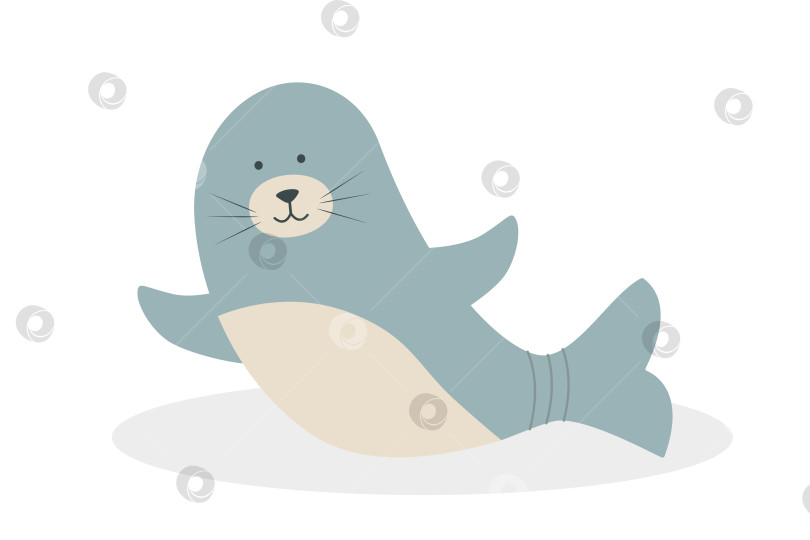 Скачать Милый мультяшный персонаж-тюлень, векторная иллюстрация морского животного. фотосток Ozero