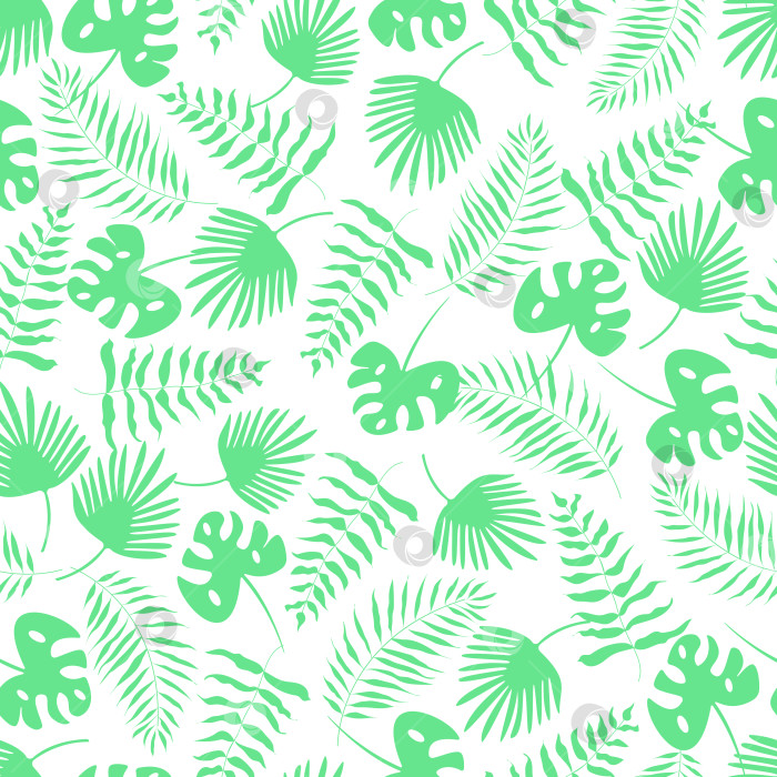 Скачать Бесшовный узор из зеленых пальмовых листьев. Векторная иллюстрация тропических растений. фотосток Ozero