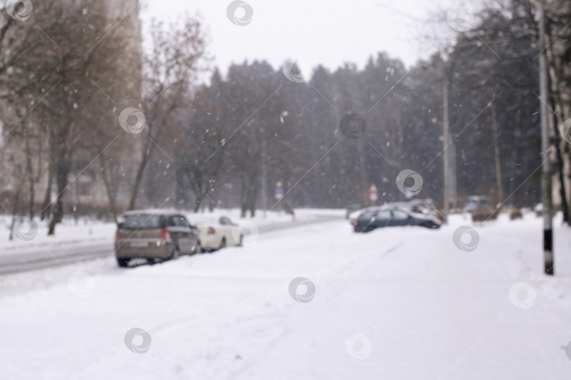 Скачать Дорога и деревья в снегу в городе фотосток Ozero