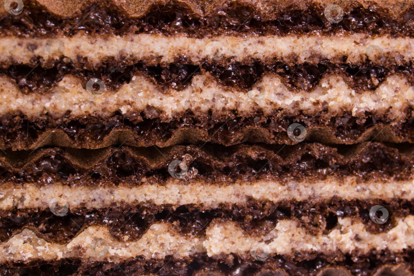Скачать Шоколадная вафля крупным планом вид сбоку фон или текстура фотосток Ozero