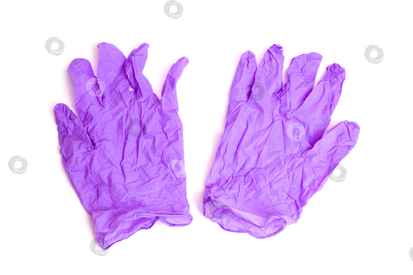 Скачать Фиолетовые медицинские перчатки, выделенные на белом фоне фотосток Ozero