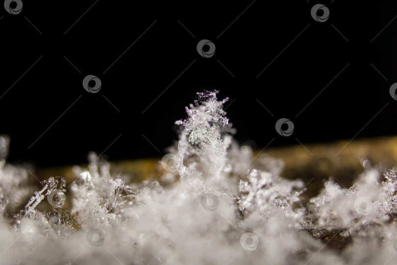 Скачать Маленькие снежинки на черном фоне, макросъемка фотосток Ozero