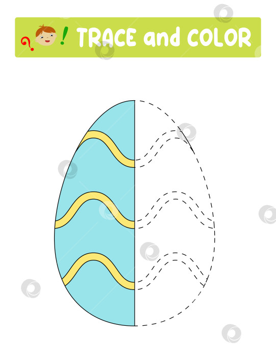 Скачать Обводим и раскрашиваем. развлечение для детей. тренировочный лист. рабочий лист.Пасхальное яйцо фотосток Ozero
