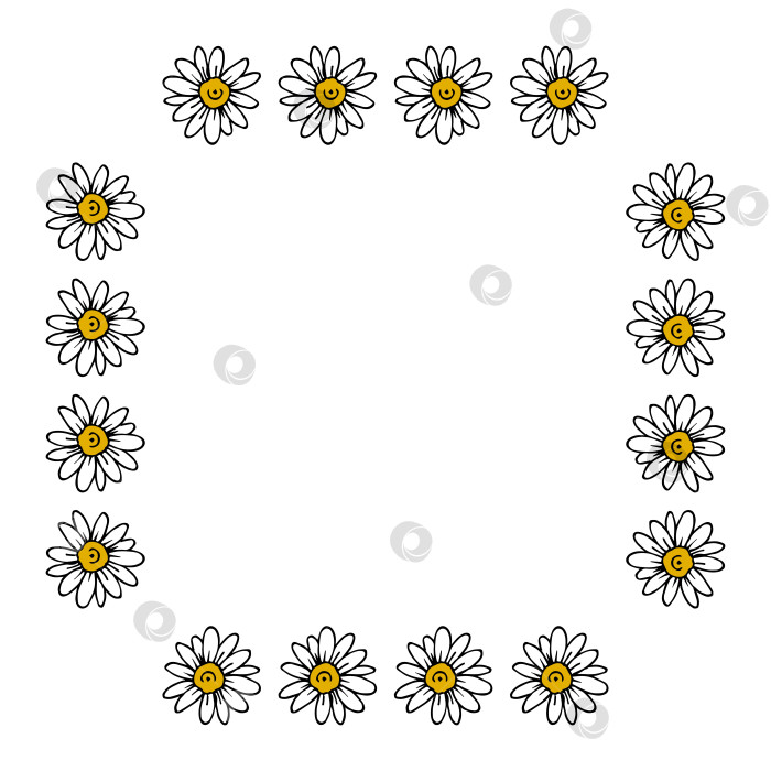 Скачать Квадратная рамка с чудесной ромашкой на белом фоне. Векторное изображение. фотосток Ozero
