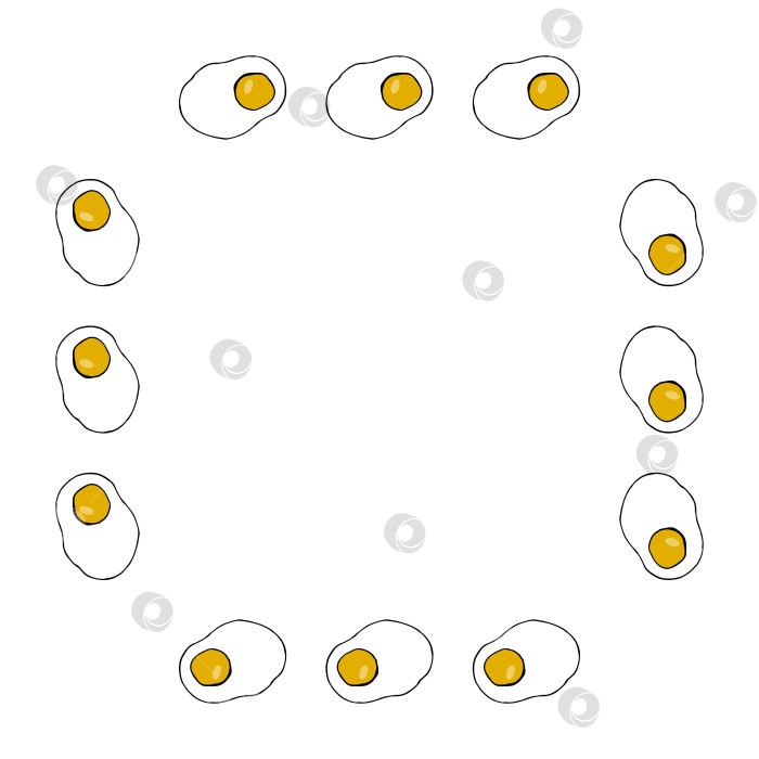 Скачать Квадратная рамка с чудесным жареным яйцом на белом фоне. Векторное изображение. фотосток Ozero