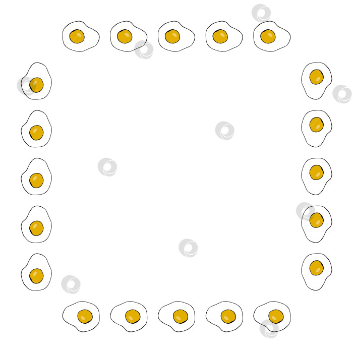 Скачать Квадратная рамка с жареным яйцом на белом фоне. Векторное изображение. фотосток Ozero