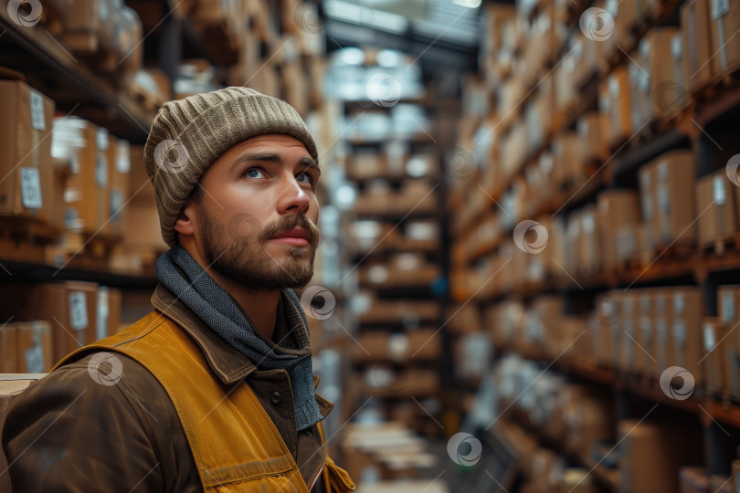 Скачать молодой человек, работающий на складе фотосток Ozero