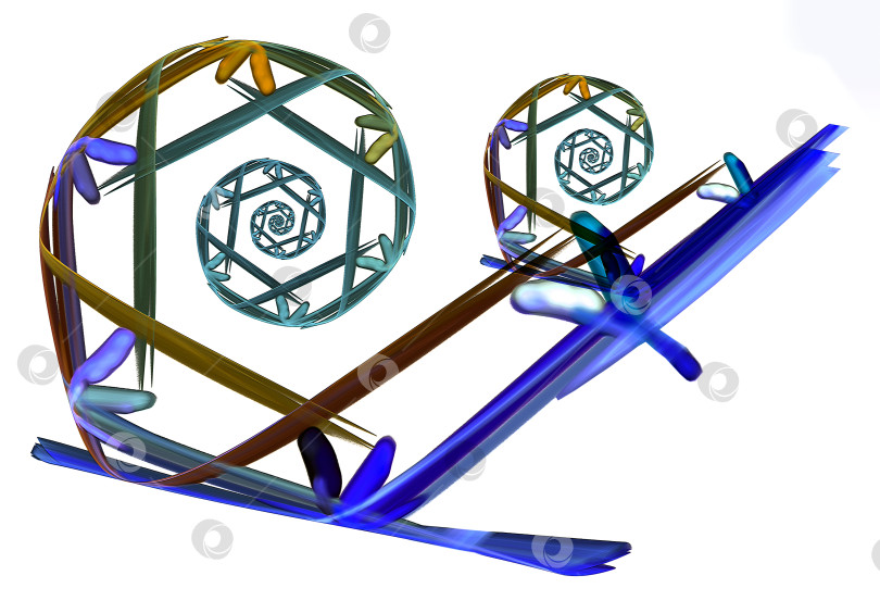 Скачать Элегантный узор из спиралей и листьев на белом фоне. Элемент графического дизайна. 3D рендеринг. 3D иллюстрация. фотосток Ozero