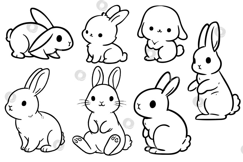 Скачать Заяц-кролик в стиле рисования непрерывной линией. Черный линейный эскиз зайца, выделенный на белом фоне. Векторная иллюстрация фотосток Ozero