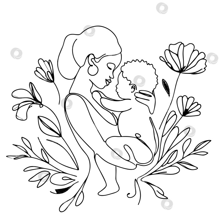 Скачать стилизованный векторный символ матери и ребенка, логотип мамы, обнимающей своего ребенка фотосток Ozero
