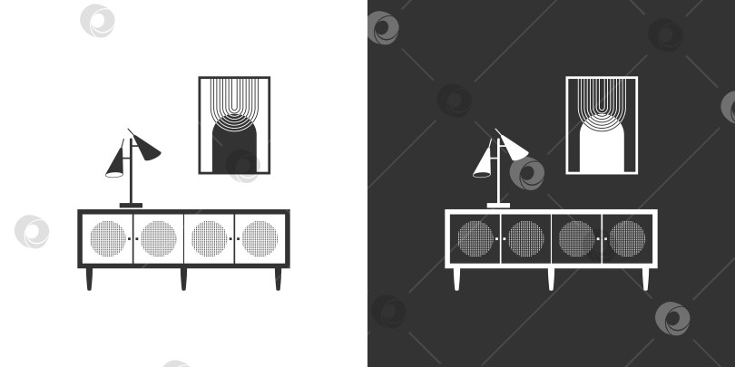Скачать Интерьерная мебельная иконка. Чёрная и белая фотосток Ozero